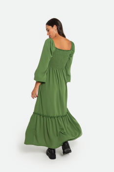 Vestido Serinah com Lastex Longo Verde