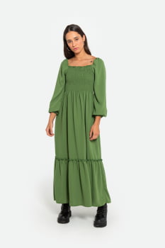Vestido Serinah com Lastex Longo Verde