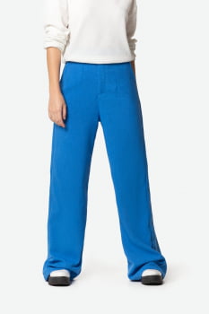 Calça Pantalona Azul em Poliéster Serinah